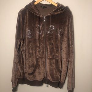Y2K Plus Size BCBG Velour Jacket Brown